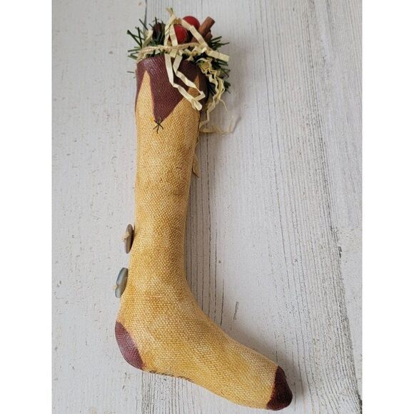 Vintage stocking cinnamon mistletoe ornament Xmas decor - Picture 5 of 5